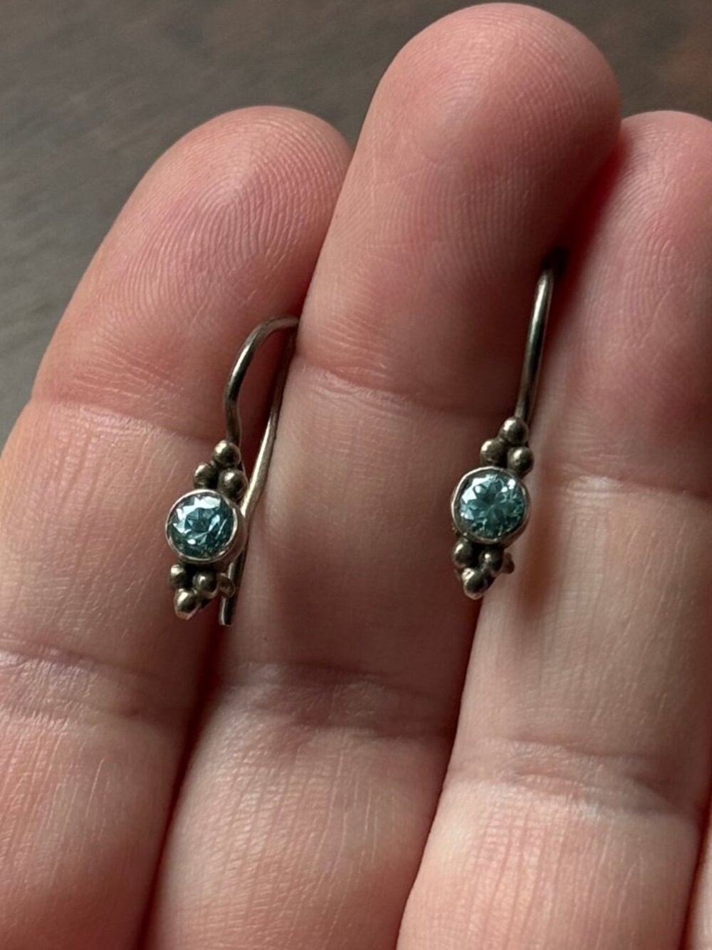 Vintage Aquamarine in Sterling Silver Earrings
